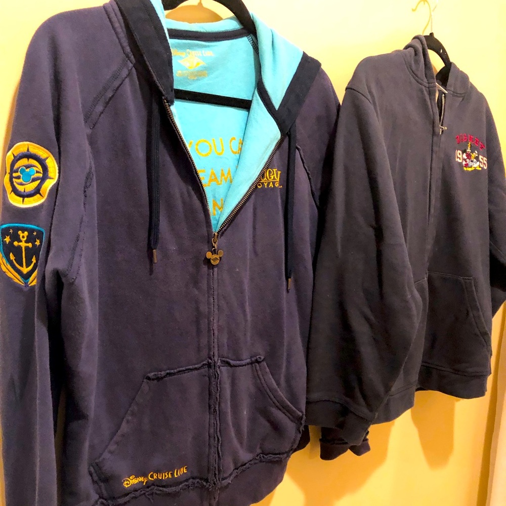 Disney Cruise Line (adult XL) and Disneyland (kids XL) full-zip, hoodie jackets